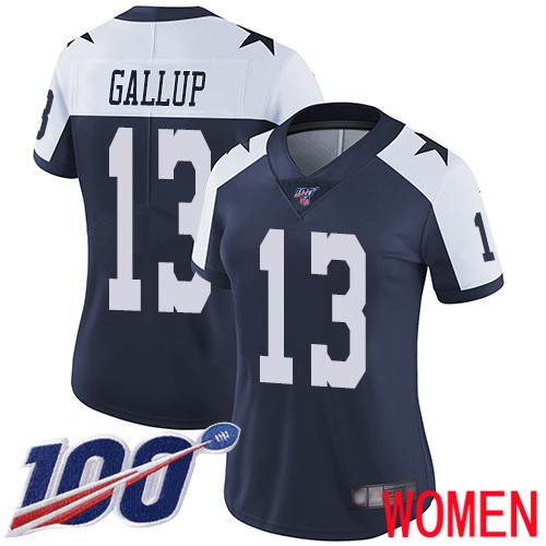 Women Dallas Cowboys Limited Navy Blue Michael Gallup Alternate #13 100th Season Vapor Untouchable Throwback NFL Jersey->women nfl jersey->Women Jersey